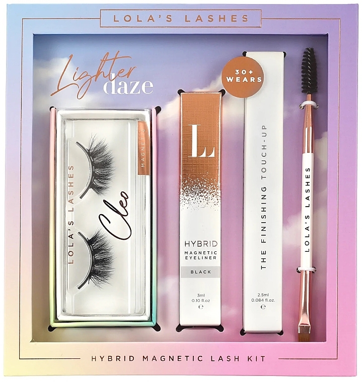 Zestaw - Lola's Lashes Cleo Hybrid Magnetic Eyelash Kit (eyeliner/3ml + remover/2.5ml + eyelashes/2pcs + brush) — Zdjęcie N1