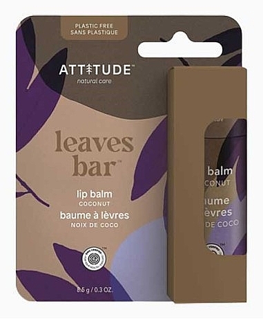 Balsam do ust Kokos - Attitude Leaves Bar Coconut Lip Balm — Zdjęcie N2