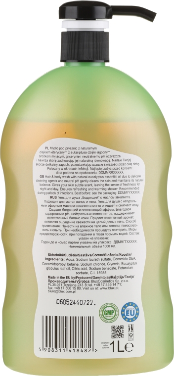 Mydło pod prysznic do ciała i włosów z olejkiem z eukaliptusa - Naturaphy Eucalyptus Oil Hair & Body Wash — Zdjęcie N2