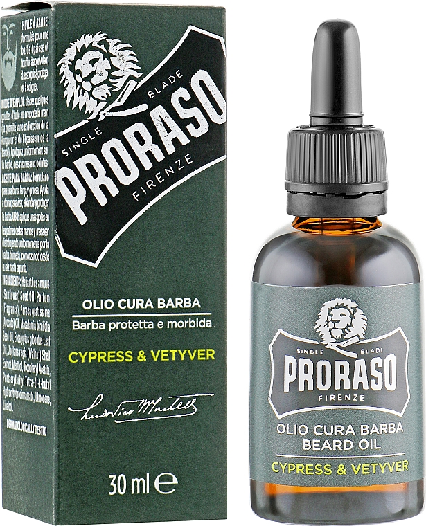 Zestaw - Proraso Cypress & Vetyver Beard Kit (balm/100ml + shmp/200ml + oil/30ml) — Zdjęcie N9