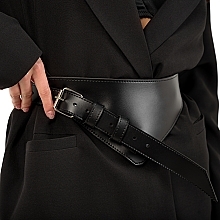 Pasek z ekoskóry, czarny Plea Sure - MAKEUP Women’s PU Leather Belt — Zdjęcie N3