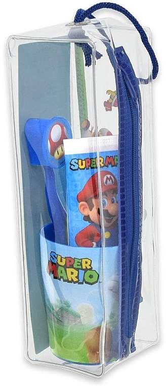 Zestaw - Lorenay Super Mario ( toothpaste/75ml + toothbrush + cup + bag) — Zdjęcie N2
