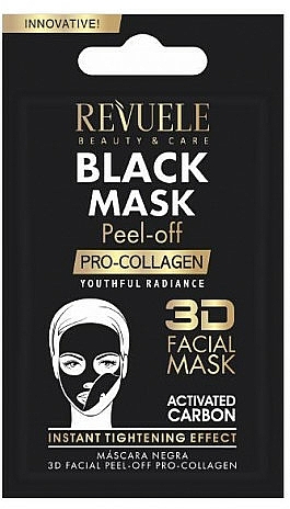 Czarna maska peel-off do twarzy - Revuele Black Mask Peel Off Pro-Collagen (próbka) — Zdjęcie N1