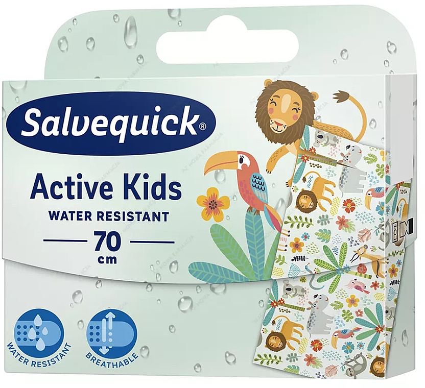 Wodoodporne plastry opatrunkowe dla aktywnych dzieci, 70 cm - Salvequick Active Kids Water Resistant — Zdjęcie N1
