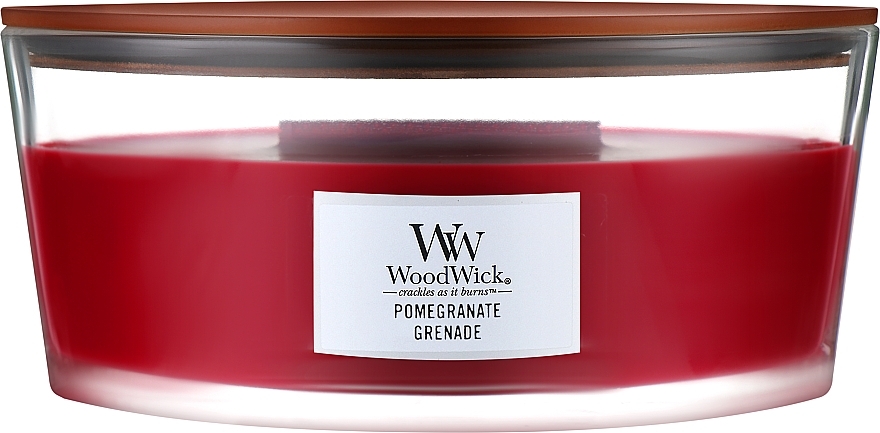 Świeca zapachowa w szkle - Woodwick Hearthwick Flame Ellipse Candle Pomegrante  — Zdjęcie N1