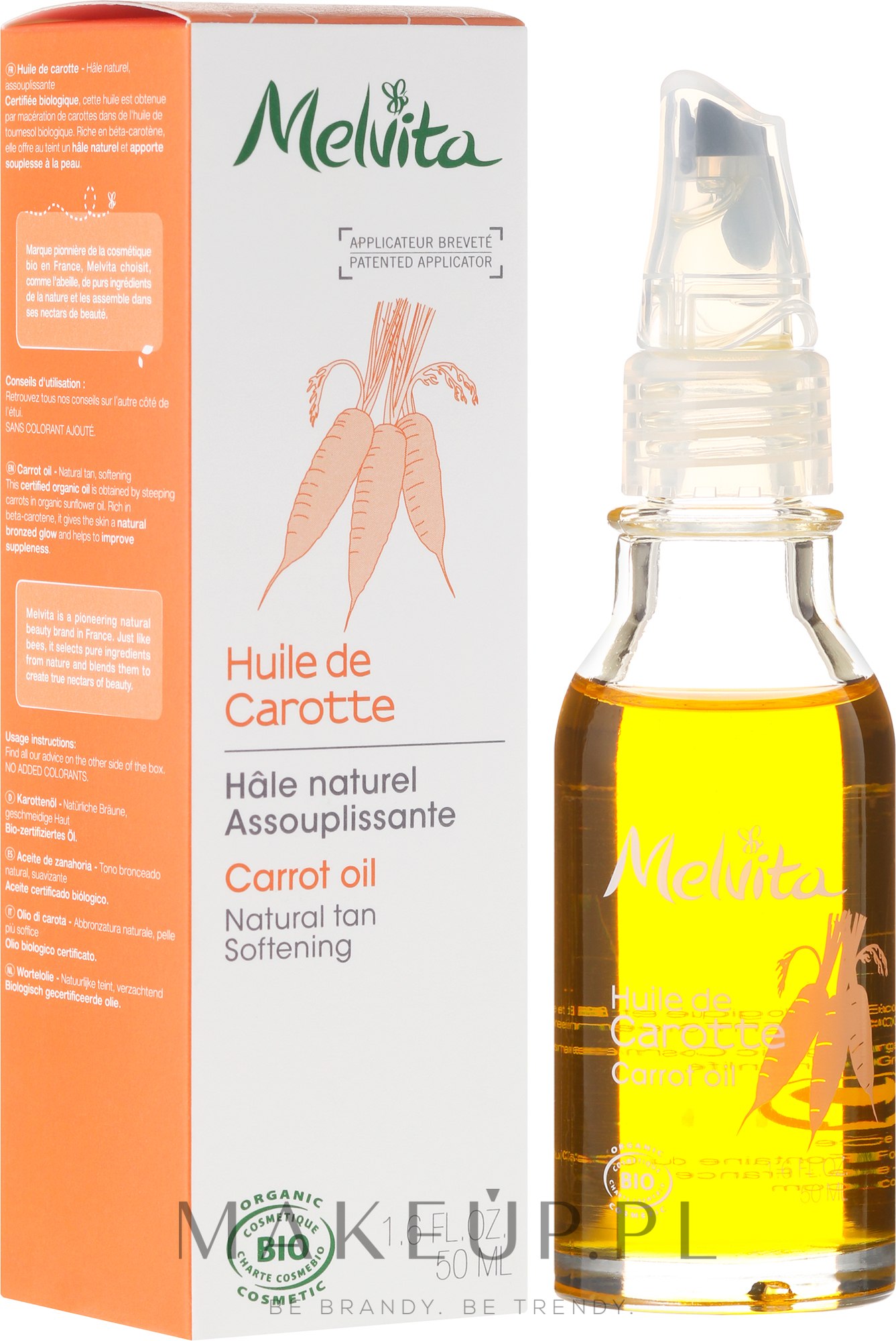 Organiczny olejek z marchewki do twarzy i ciała - Melvita Organic Carrot Oil — Zdjęcie 50 ml