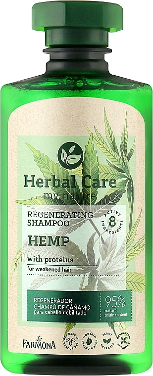 Regenerujący szampon do włosów - Farmona Herbal Care Regenerating Shampoo with Hemp Oil and Protein — Zdjęcie N1