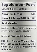 Suplement diety Witamina D - Solgar Vitamin D3 1000 IU Cholekacyferol  — Zdjęcie N7