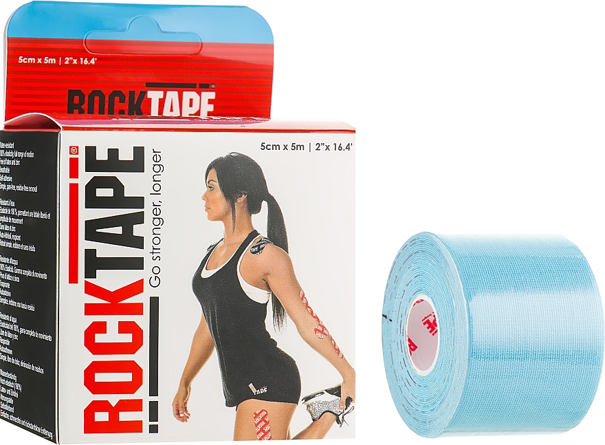 Taśma kinesio, błękitna - RockTape Kinesio Tape Standart — Zdjęcie N1