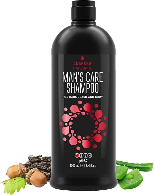 Szampon do włosów, brody i ciała, Męska pielęgnacja - Anagana Man's Care Shampoo — Zdjęcie N2