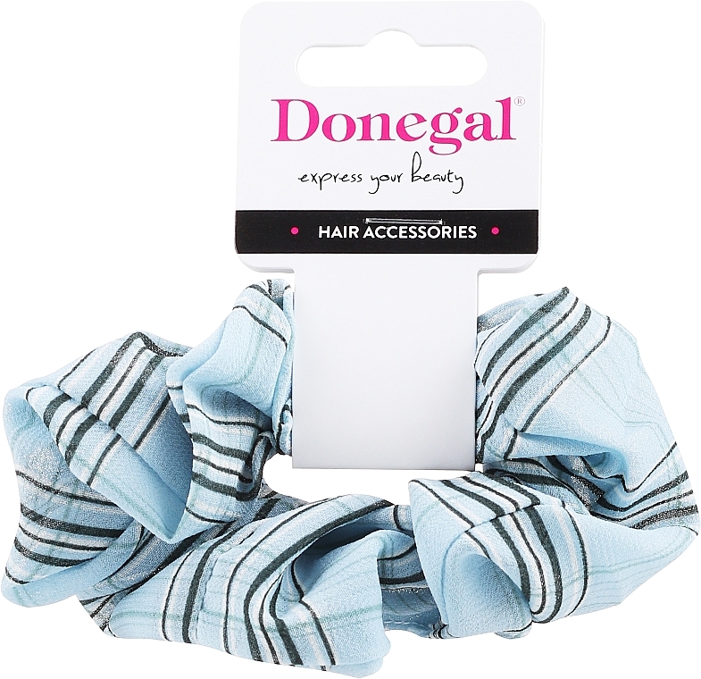 Niebieska gumka do włosów FA-5641+1, niebieska w kratę - Donegal — Zdjęcie N1
