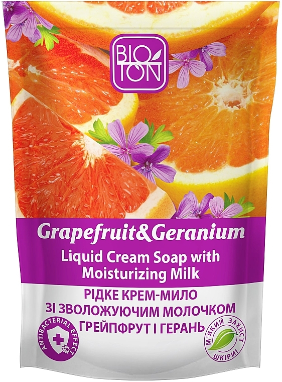 Kremowe mydło w płynie Grejpfrut i Geranium - Bioton Cosmetics Active Fruits "Grapefruit & Geranium" Soap (uzupełnienie) — Zdjęcie N1