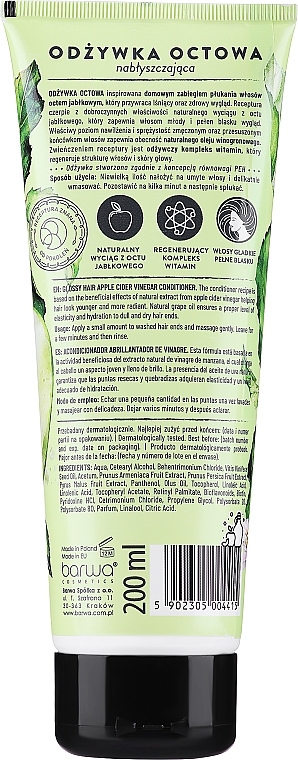 Nabłyszczająca odżywka octowa do włosów naturalnych i matowych - Barwa Natural Apple Cider Vinefas Hair Conditioner Tube — Zdjęcie N2