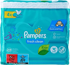 Chusteczki nawilżane Baby Fresh Clean, 4 x 52 szt. - Pampers Natural Clean Wipes — Zdjęcie N2