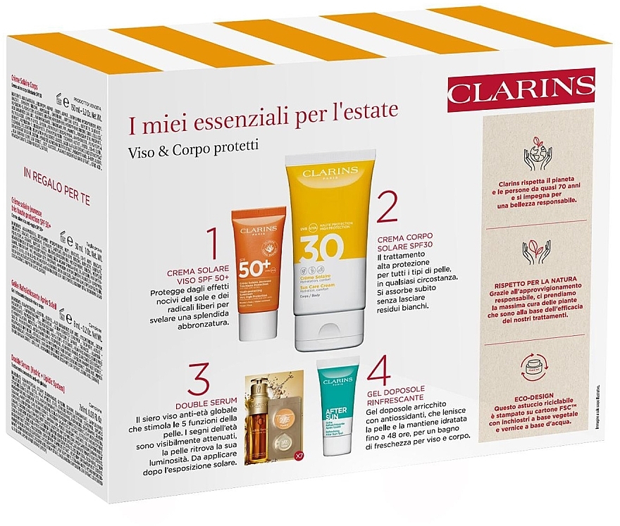 Zestaw - Clarins Sun Body Expert (b/cr/150ml + f/cr/30ml + gel/8ml + f/ser/1pc) — Zdjęcie N3