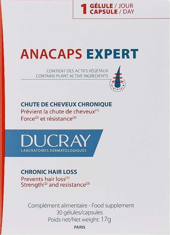 Suplement diety na przewlekłe wypadanie włosów - Ducray Anacaps Expert Chronic Hair Loss — Zdjęcie N1