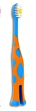 Kup Szczoteczka do zębów dla dzieci, miękka, od 3 lat, niebieska z pomarańczową obwódką - Wellbee Travel Toothbrush For Kids