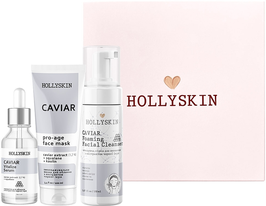 Zestaw - Hollyskin Caviar Intensive Care (mask/100ml + foam/150ml + ser/50ml) — Zdjęcie N2