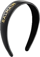 Kup Opaska do włosów - Balmain Paris Hair Couture Black Leather Headband With Gold Plated Logo
