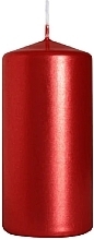 Świeca cylindryczna 50x100 mm, czerwona metaliczna - Bispol — Zdjęcie N1