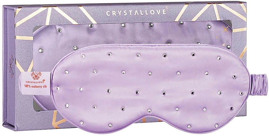 Jedwabna opaska na oczy, liliowa - Crystallove Silk Blindfold With Crystals Lilac — Zdjęcie N1