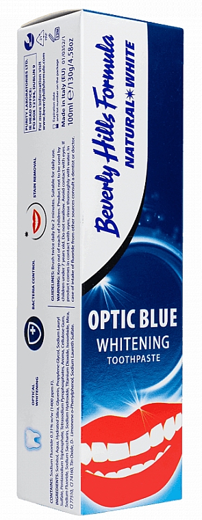 Wybielająca pasta do zębów - Beverly Hills Formula Natural White Optic Blue Whitening Toothpaste — Zdjęcie N1