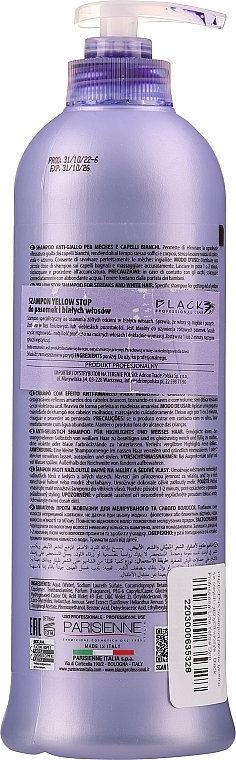 PRZECENA! Szampon przeciw żółceniu się siwych i jasnych włosów - Black Professional Line Yellow Stop Shampoo * — Zdjęcie N1