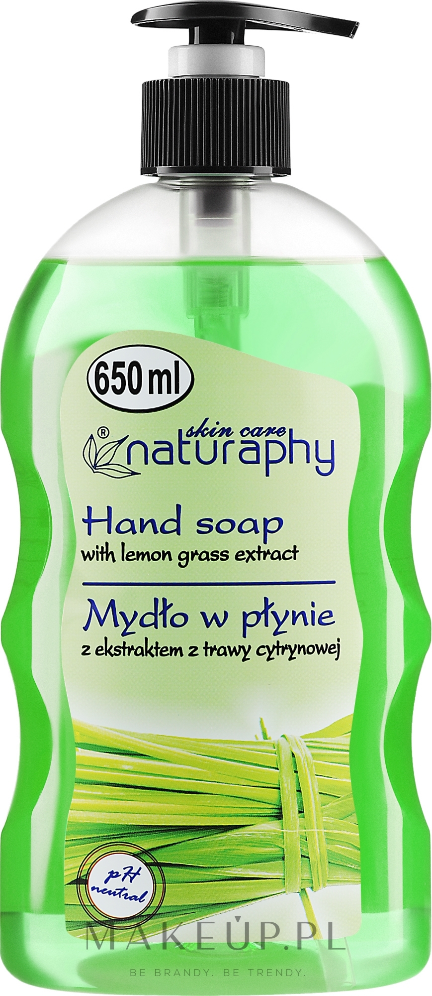 Mydło w płynie do rąk z ekstraktem z trawy cytrynowej - Naturaphy — Zdjęcie 650 ml