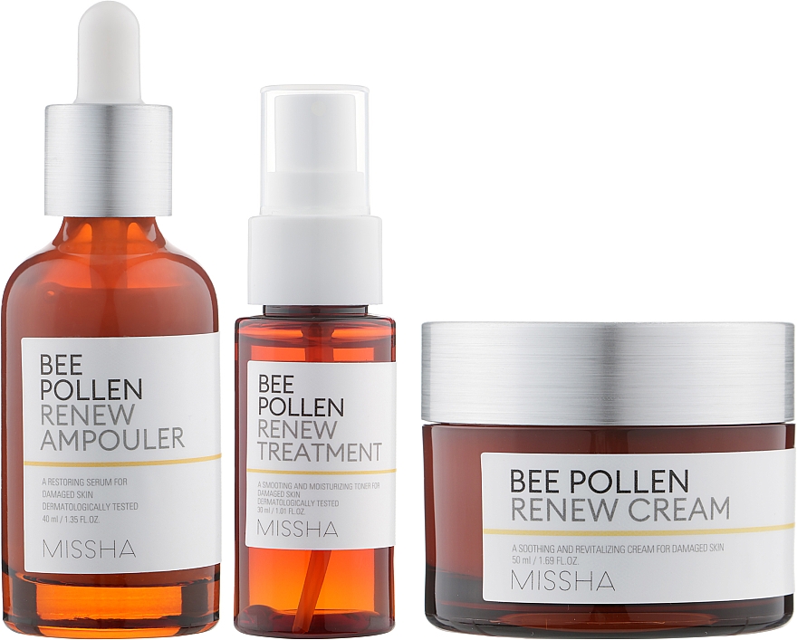 Zestaw - Missha Bee Pollen Renew Special Set (ser/40ml + cr/50ml + treat/30ml) — Zdjęcie N2