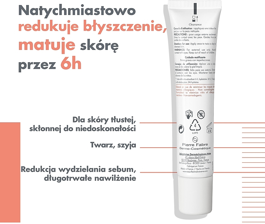 Matująca emulsja do twarzy - Avene Cleanance Mattifying Emulsion — Zdjęcie N3