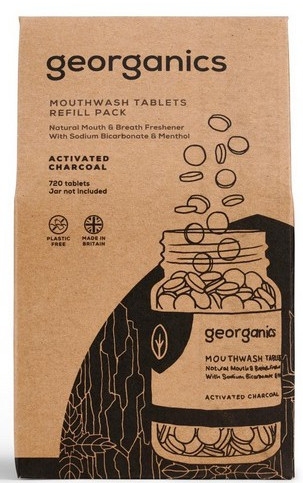 Naturalne tabletki do płukania jamy ustnej Węgiel aktywny - Georganics Mouthwash Tablets Refill Pack Activated Charcoal — Zdjęcie N1
