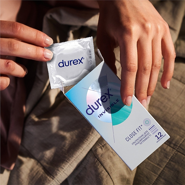 Ultra-cienkie prezerwatywy lateksowe ze smarem silikonowym, 12 sztuk - Durex Invisible — Zdjęcie N6