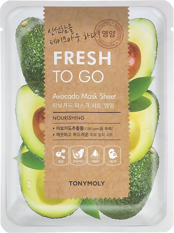 Maska na tkaninie do twarzy z ekstraktem z awokado - Tony Moly Fresh To Go Avocado Mask Sheet Nourishing