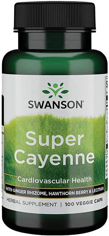 Suplement diety z pieprzem kajeńskim usprawniający pracę serca i krążenie krwi - Swanson Super Cayenne — Zdjęcie N1