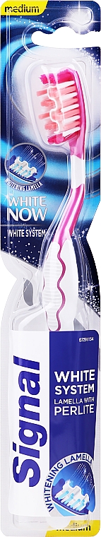 Szczoteczka do zębów, średnia twardość, różowo-biała - Signal White System Medium — Zdjęcie N1