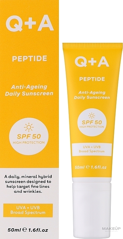 Przeciwzmarszczkowy krem przeciwsłoneczny do twarzy - Q+A Peptide Anti-Ageing Daily Sunscreen SPF 50 — Zdjęcie N2