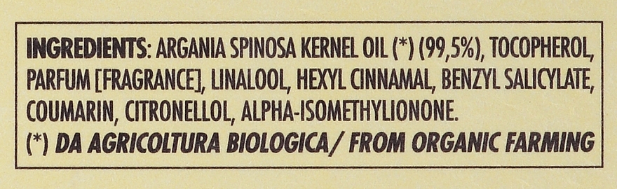 Przeciwzmarszczkowy naturalny olejek arganowy do twarzy, szyi i włosów - Athena's Erboristica Argan Oil — Zdjęcie N3