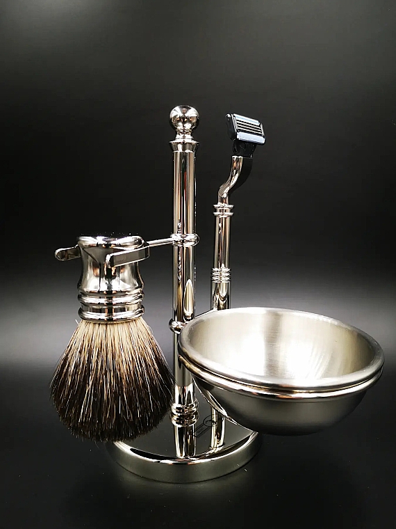 Zestaw do golenia, 4 produkty - Golddachs Silvertip Badger, Mach3, Soap Bowl Chrom — Zdjęcie N5