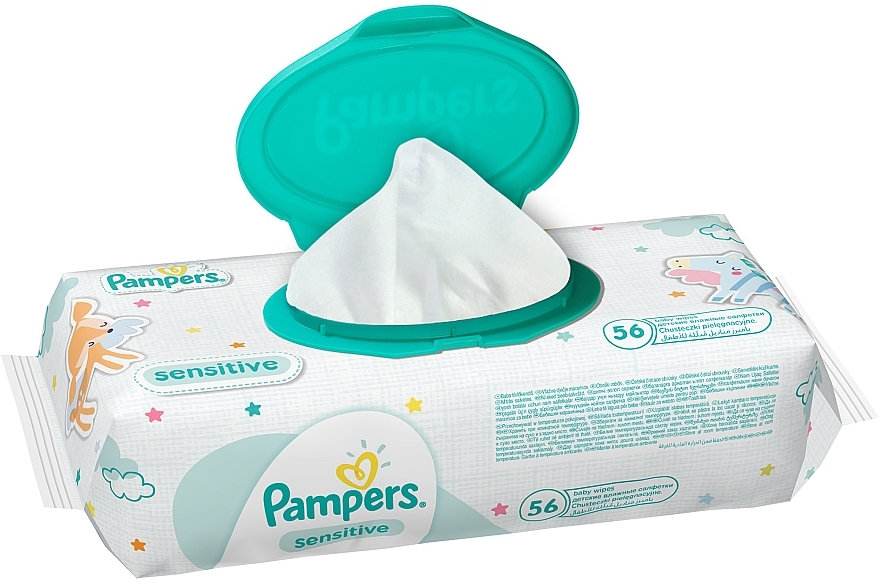 Chusteczki nawilżane dla dzieci Sensitive, 56 szt. - Pampers — Zdjęcie N4