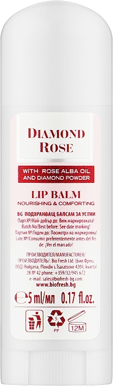 Nawilżający balsam do ust z filtrem SPF 10 - BioFresh Diamond Rose Lip Balm