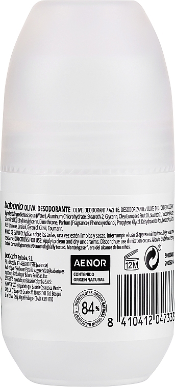 Dezodorant do ciała z oliwką - Babaria Olive Oil Roll On Deodorant — Zdjęcie N2