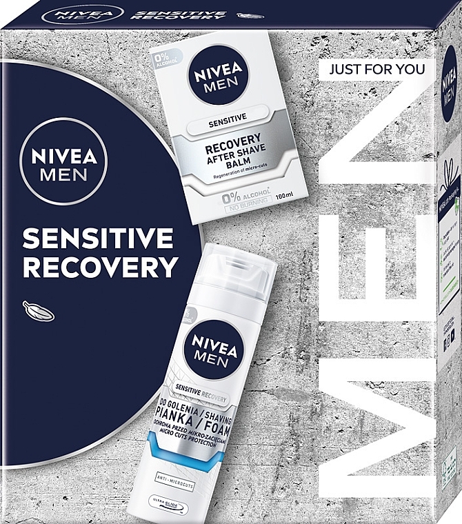 Zestaw - NIVEA MEN Sensitive Recovery (sh/foam/200ml + ash/balm/100ml) — Zdjęcie N1