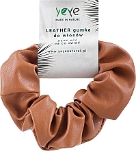 Skórzana gumka do włosów 10,5 x 3,5 cm, beżowa - Yeye Leather Scrunchie — Zdjęcie N1