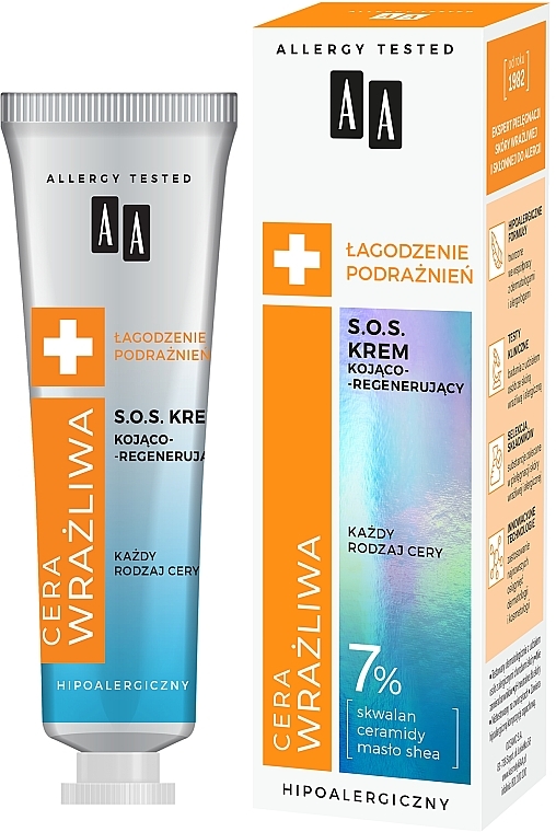Kojąco-regenerujący krem do cery wrażliwej - AA Cosmetics Sensitive Skin S.O.S. Cream