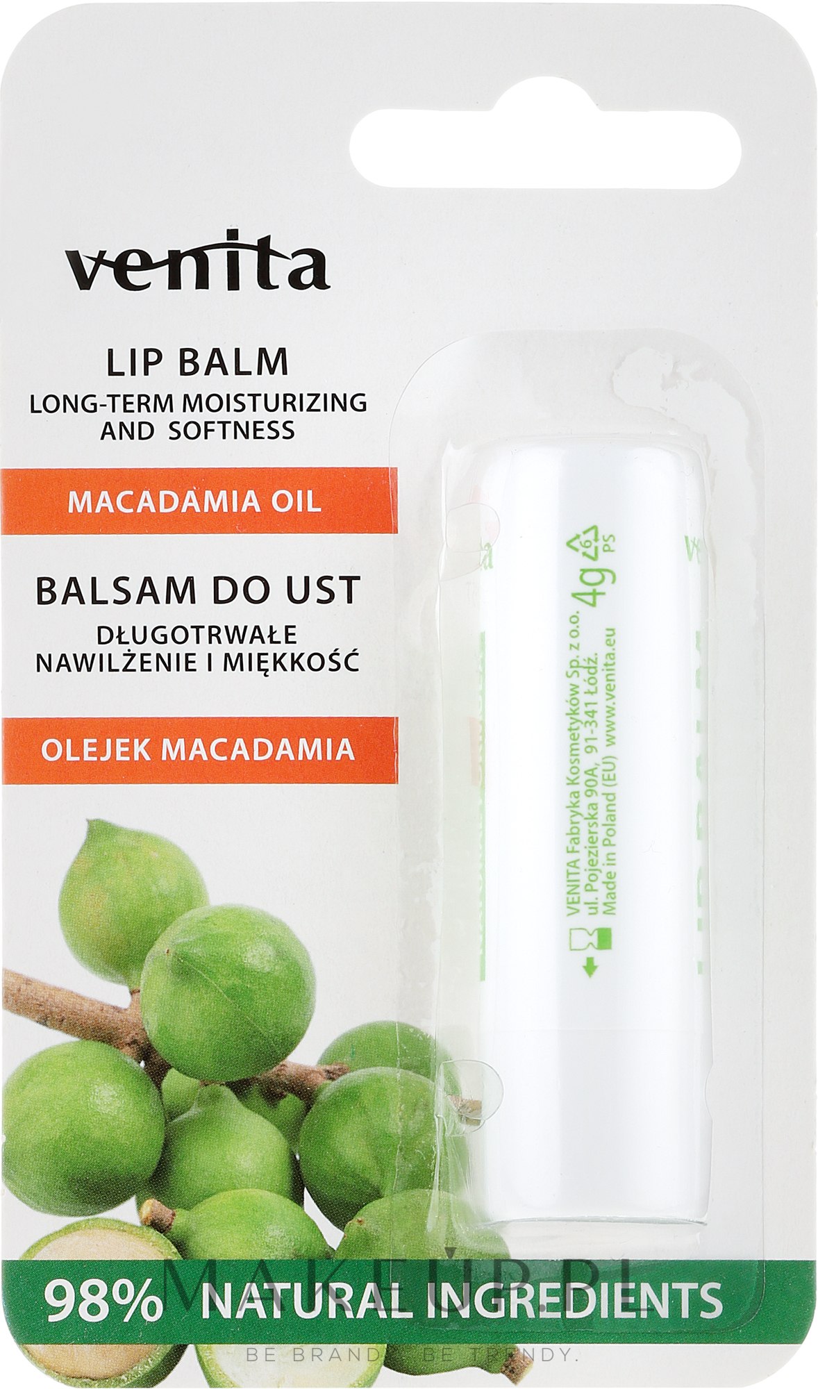 Balsam do ust Olej makadamia - Venita Lip Balm Macadamia Oil — Zdjęcie 4 g