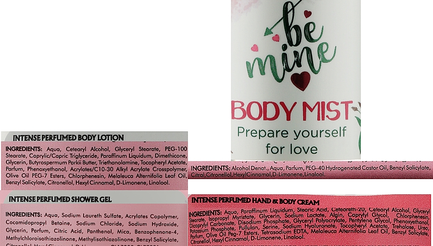 Zestaw - Moira Cosmetics Be Mine (gel/400ml + lotion/400ml + body/mist/215ml + cream/150ml) — Zdjęcie N4