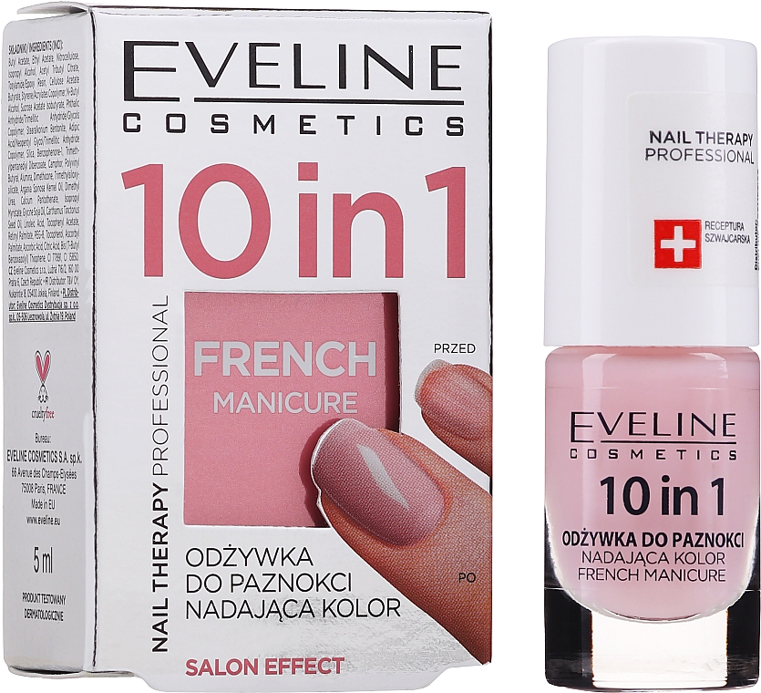Skoncentrowana odżywka do paznokci nadająca kolor 10 w 1 - Eveline Cosmetics Nail Therapy Professional  — Zdjęcie N1