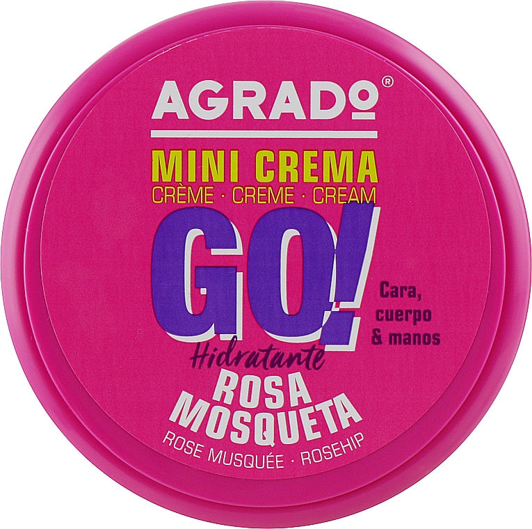 Krem nawilżający do twarzy, dłoni i ciała z płatkami dzikiej róży - Agrado Mini Cream Go!