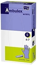 Rękawice nitrylowe, bezpudrowe, fioletowe, rozmiar S, 100 szt. - Matopat Ambulex — Zdjęcie N1