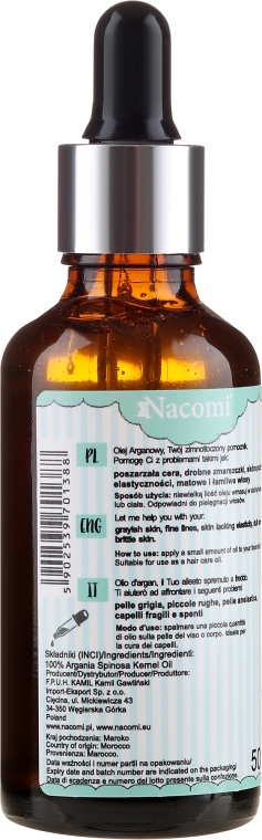 Olej arganowy z pipetą - Nacomi — Zdjęcie N2